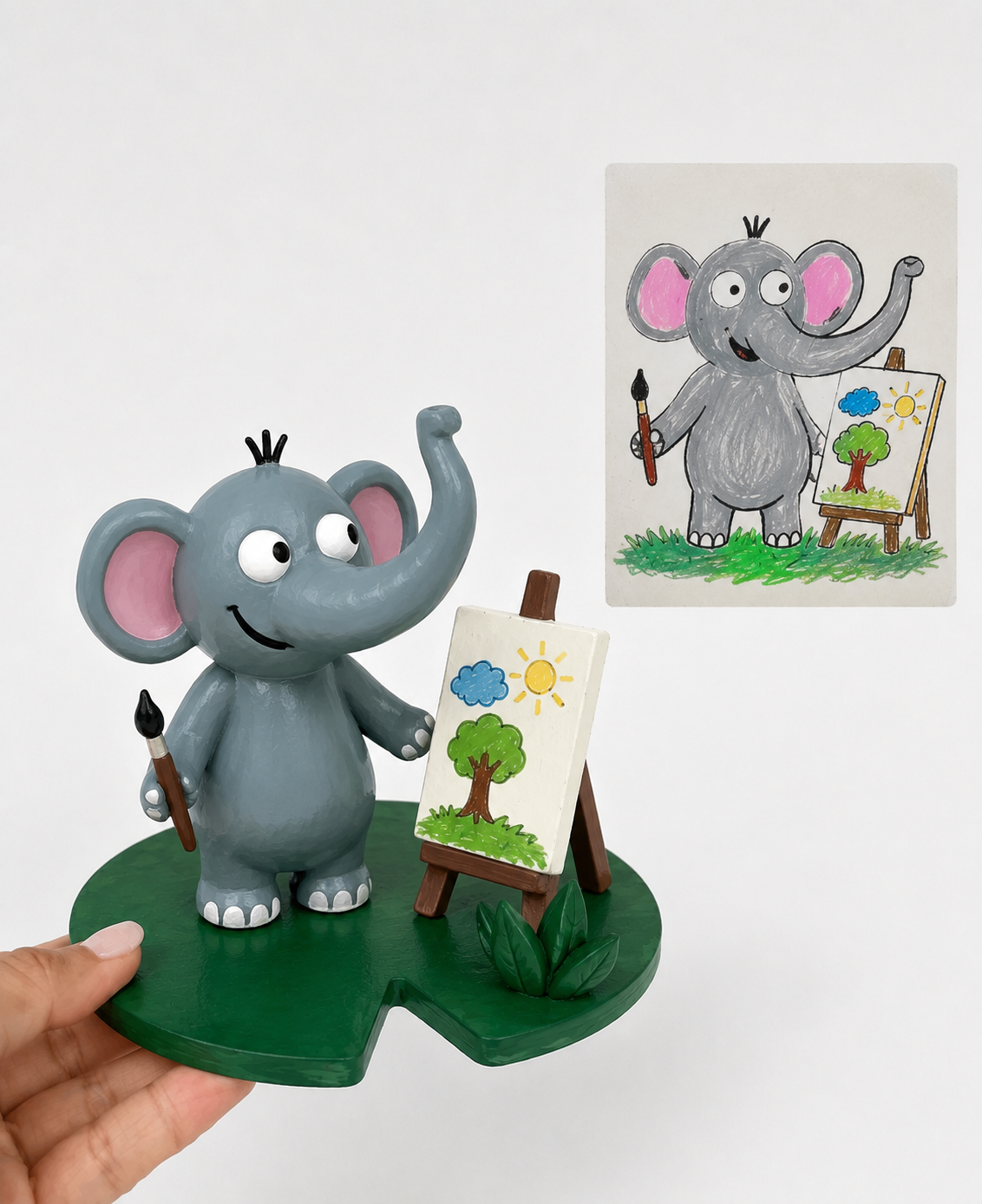 Elefante artista con cavalletto