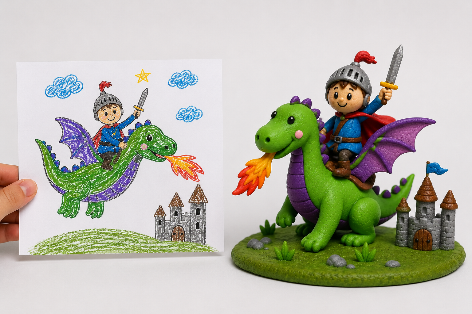 Cavaliere sul drago al castello