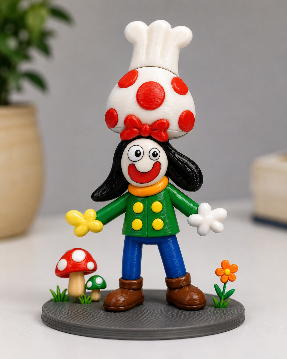 Bambina clown con cappello fungo