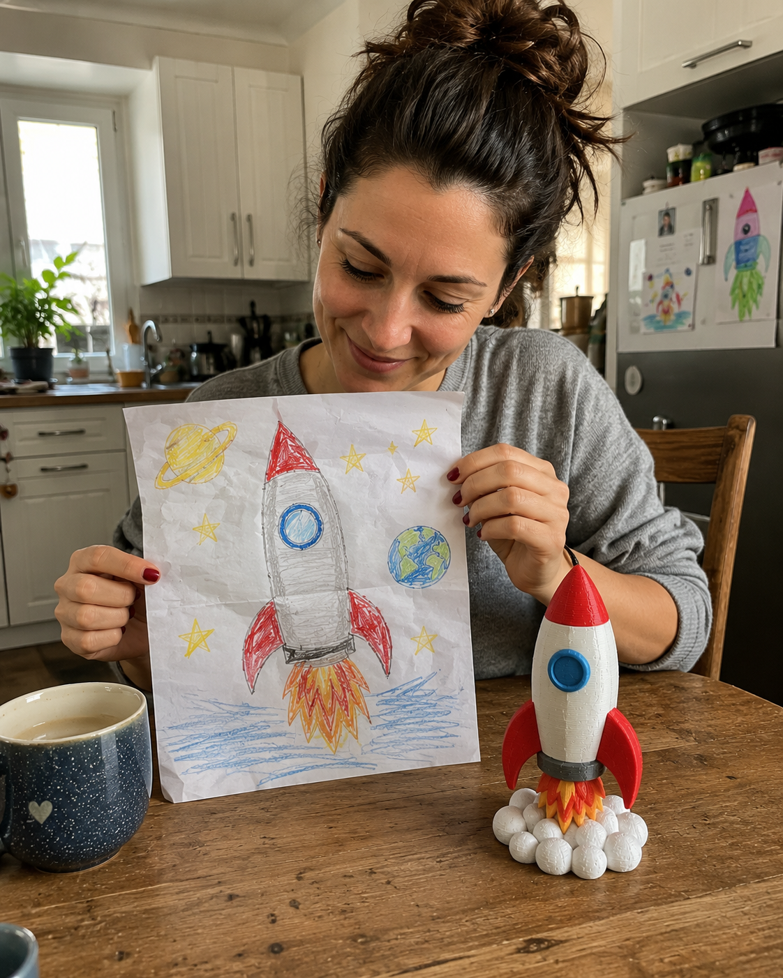 Razzo spaziale — mamma e bimbo in cucina